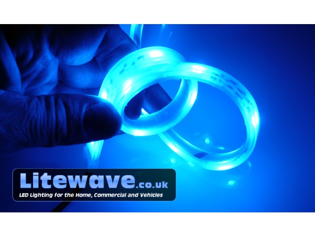 Waterproof LED Tape is flexible - blue is just one colour that can be displayed